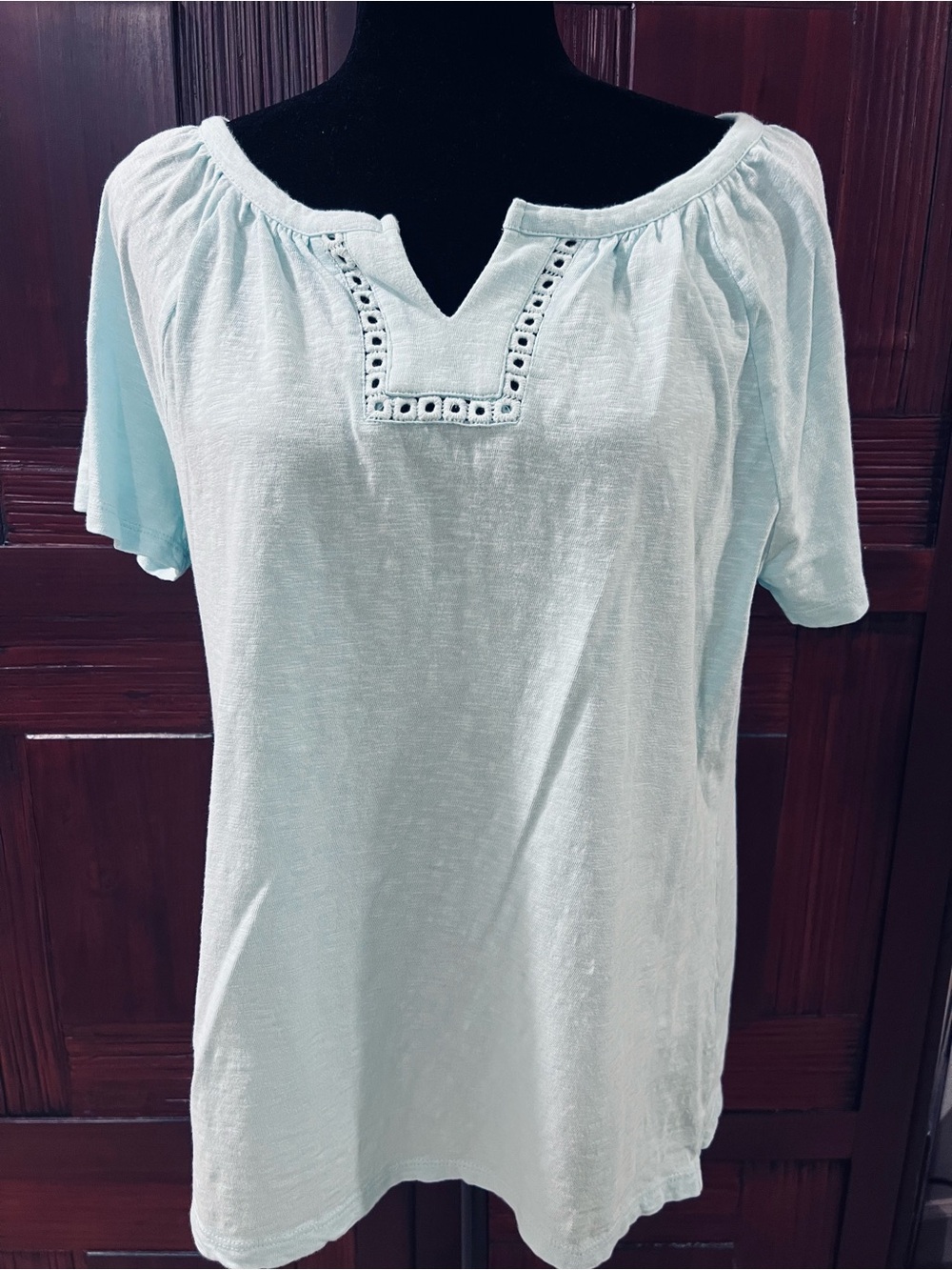 Talbots Blue/Green Short-Sleeve, Large